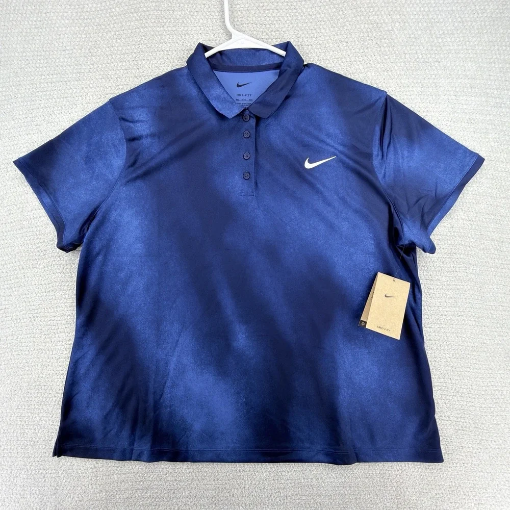 NWT Nike Victory Golf Polo Shirt Womens XXL Dri-FIT Printed Navy FQ1798-461